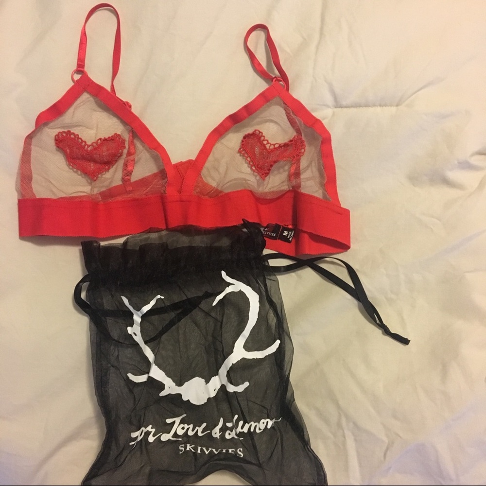 For Love & Lemons Be Mine Heart Bralette Red